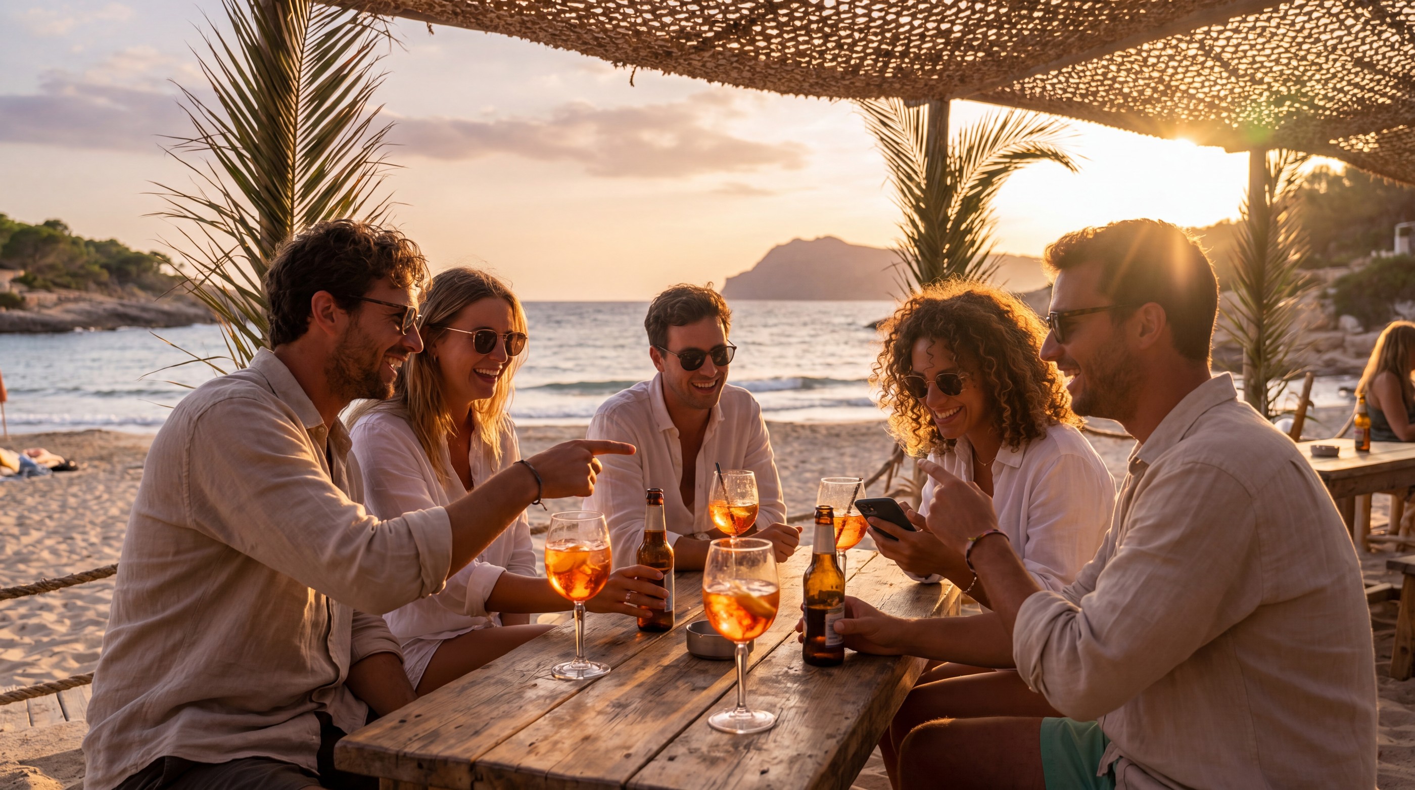 Friends in Mallorca keeping their phones charged